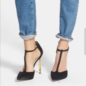 Sam Edelman Calf Hair T-Strap Stilettos